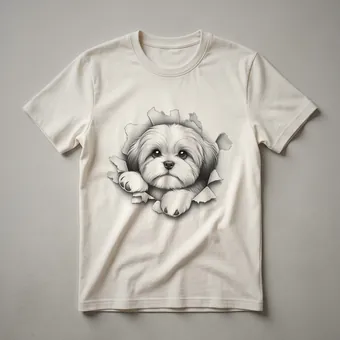 Cute Lhasa Apso Peeking Dog Graphic T-Shirt for Dog Lovers