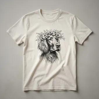 Floral Irish Setter Dog Silhouette T-Shirt for Dog Moms