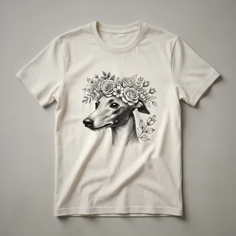 Floral Italian Greyhound Silhouette T-Shirt for Dog Lovers