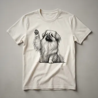 Pekingese Dog Raising Paw Graphic T-Shirt for Dog Lovers