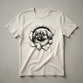 Funny Pekingese Peeking Dog Graphic T-Shirt for Dog Lovers