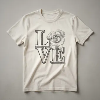 Pekingese Dog Face Heart Graphic T-Shirt for Dog Lovers