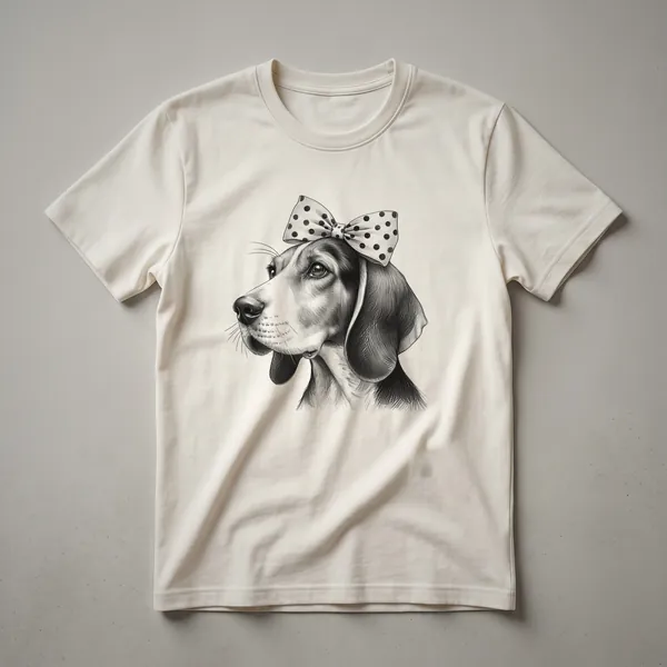 White graphic t-shirt with a black and white portrait of a Treeing Walker Coonhound dog, with the words 'Treeing Walker Coonhound Mom' above it.