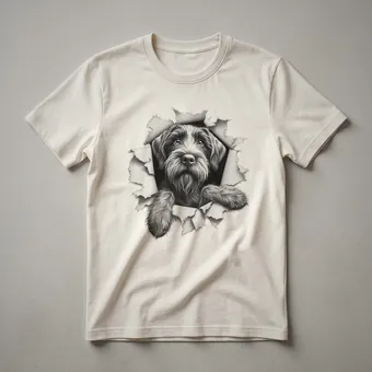 Wirehaired Pointing Griffon Peeking Dog Graphic T-Shirt for Dog Lovers