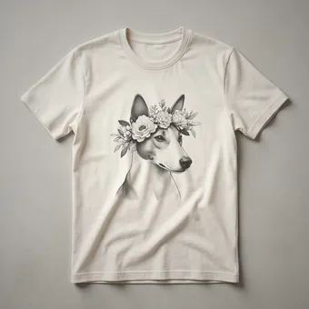 Floral Basenji Dog Silhouette T-Shirt for Dog Moms