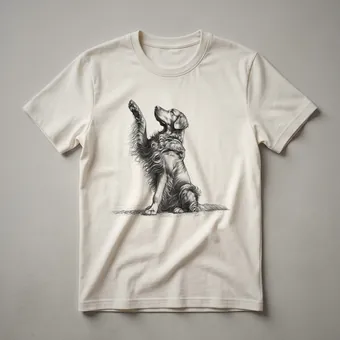 Flat-Coated Retriever Dog Raising Paw Graphic T-Shirt for Dog Lovers