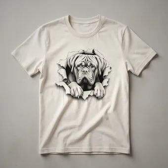 Dogue de Bordeaux Peeking Dog Graphic T-Shirt for Dog Lovers