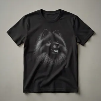 Keeshond Dog Sketch Graphic T-Shirt for Dog Lovers