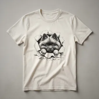 Cute Keeshond Peeking Dog Graphic T-Shirt for Dog Lovers