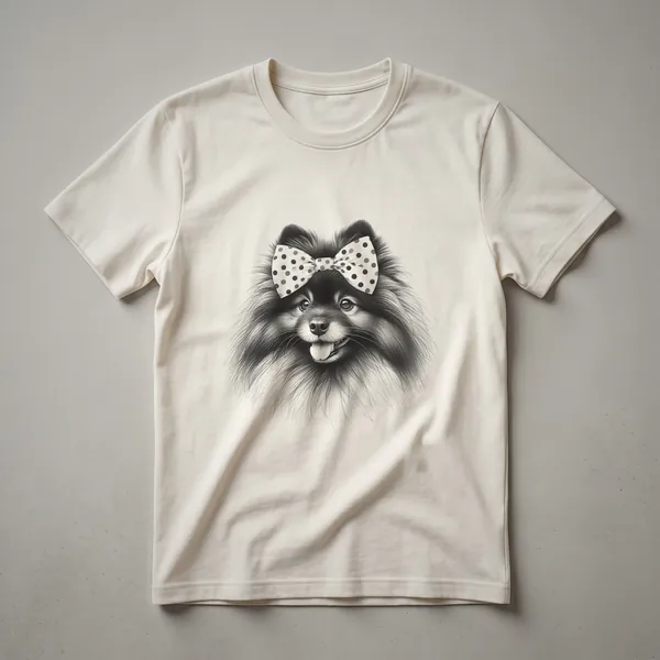 White graphic of a Keeshond dog's face with the words 'Keeshond Mom' below it, printed on a black t-shirt.