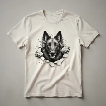 Funny Belgian Tervuren Peeking Dog Graphic T-Shirt for Dog Lovers