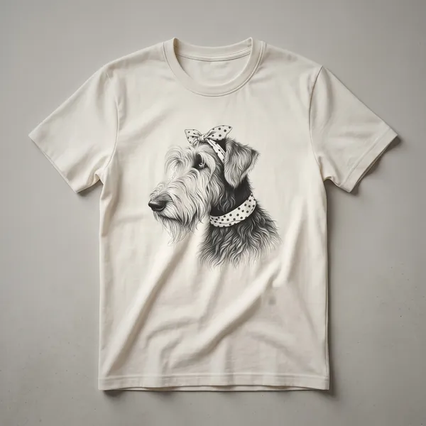 White graphic t-shirt featuring a distressed vintage portrait of an Irish Wolfhound head with the text 'Irish Wolfhound Mom'.
