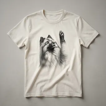 Keeshond Dog Raising Paw Graphic T-Shirt for Dog Lovers