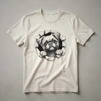 Funny Brussels Griffon Peeking Dog Graphic T-Shirt for Dog Lovers