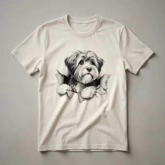 Tibetan Terrier Peeking Puppy Dog Graphic T-Shirt for Dog Lovers