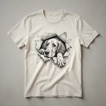 Funny English Setter Peeking Dog Graphic T-Shirt for Dog Lovers