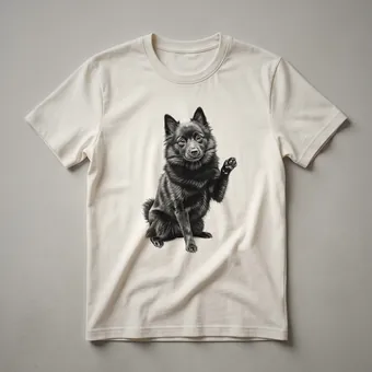 Schipperke Dog Silhouette Heart Paw Print Graphic T-Shirt for Dog