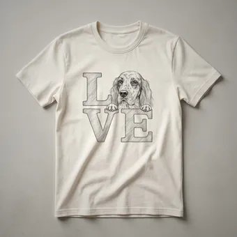 English Setter Dog Heart Graphic T-Shirt for Dog Lovers