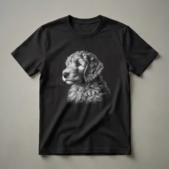 Goldendoodle Puppy Face Scratchboard Art T-Shirt for Dog Lovers