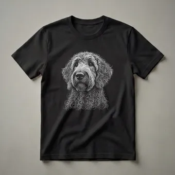 Labradoodle Dog Face Line Art Graphic T-Shirt for Dog Lovers