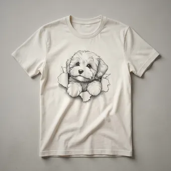 Cute Maltipoo Dog Peeking Graphic T-Shirt for Dog Lovers