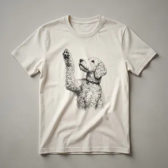Labradoodle Dog Raising Paw Graphic T-Shirt for Dog Lovers