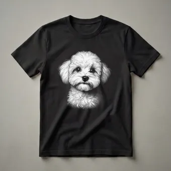Cute Maltipoo Dog Face Sketch Graphic T-Shirt for Dog Lovers
