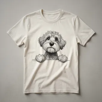 Cute Schnoodle Peeking Dog Graphic T-Shirt for Dog Lovers