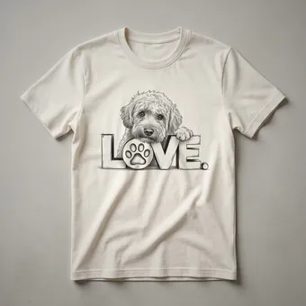 Labradoodle Dog Face Heart Graphic T-Shirt for Dog Lovers