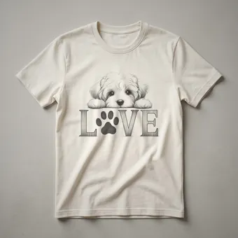 Maltipoo Dog Love Paw Heart Graphic T-Shirt for Dog Moms