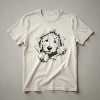 Goldendoodle Peeking Floral Graphic T-Shirt for Dog Moms