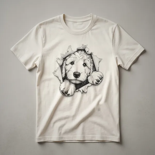 Goldendoodle Peeking Floral Graphic T-Shirt for Dog Moms