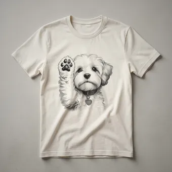Maltipoo Dog Raising Paw Graphic T-Shirt for Dog Lovers