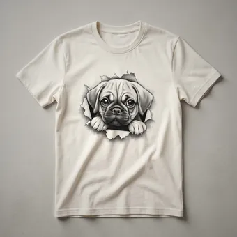Cute Puggle Peeking Dog Graphic T-Shirt for Dog Lovers