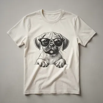 Puggle Dad Patriotic Sunglasses Graphic T-Shirt for Men