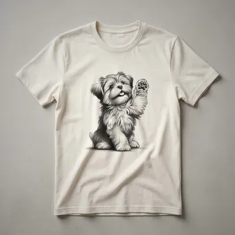 Shorkie Dog Raising Paw Graphic T-Shirt for Dog Lovers