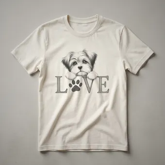 Morkie Dog Face Heart Graphic T-Shirt for Dog Lovers