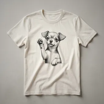 Chiweenie Dog Raising Paw Graphic T-Shirt for Dog Lovers