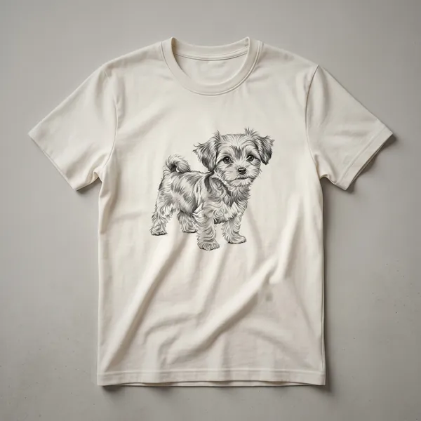 Morkie Dog Sketch Art Graphic T-Shirt for Dog Lovers