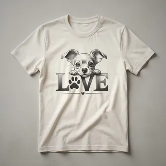Chiweenie Love Dog Paw Graphic T-Shirt for Dog Moms