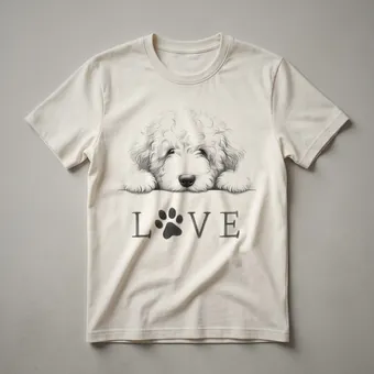 Sheepadoodle Love Paw Graphic T-Shirt for Dog Owners
