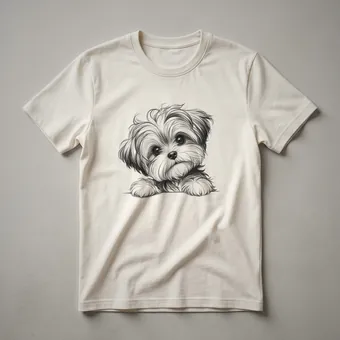 Funny Morkie Peeking Dog Graphic T-Shirt for Dog Lovers