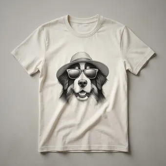 Bernedoodle Dad Dog Wearing Sunglasses Patriotic Graphic T-Shirt