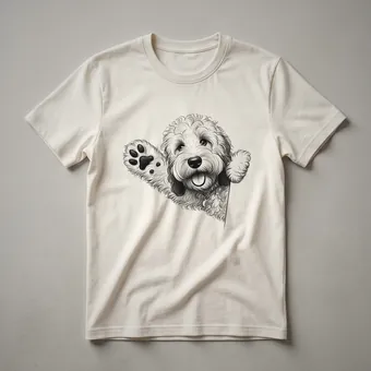 Cute Whoodle Peeking Dog Graphic T-Shirt for Dog Lovers