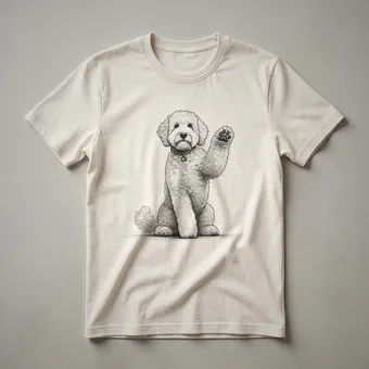 Whoodle Dog Raising Paw Graphic T-Shirt for Dog Lovers