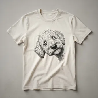 Funny Whoodle Peeking Dog Graphic T-Shirt for Dog Lovers