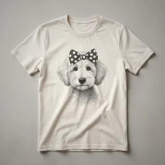 Whoodle Mom Dog Portrait Graphic T-Shirt for Women and Girls