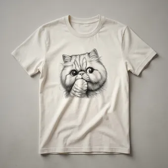 Funny Persian Cat Peeking Retro Graphic T-Shirt for Cat Lovers