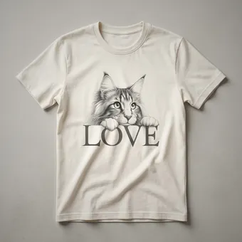 Maine Coon Cat Face Heart Graphic T-Shirt for Cat Lovers