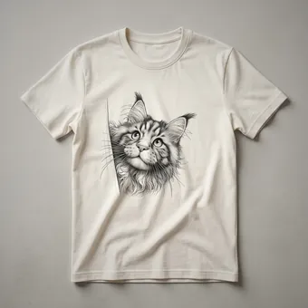 Cute Maine Coon Cat Peeking Graphic T-Shirt for Cat Lovers